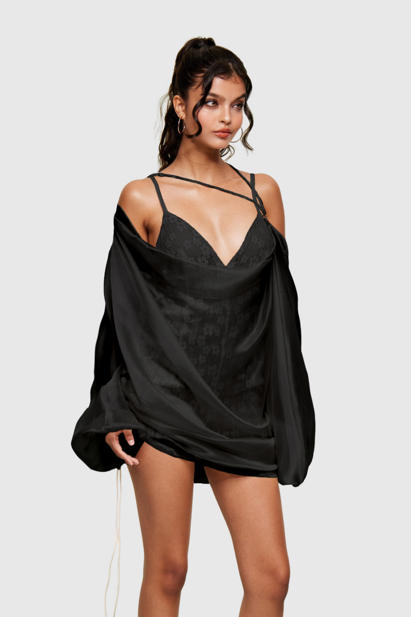 Blagorodna Cowl Neck Backless Pants Set in Black