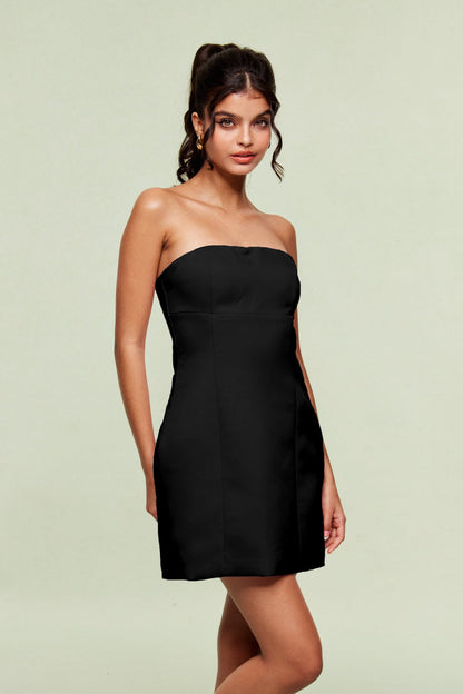 Blanche Strapless Mini Dress in Black