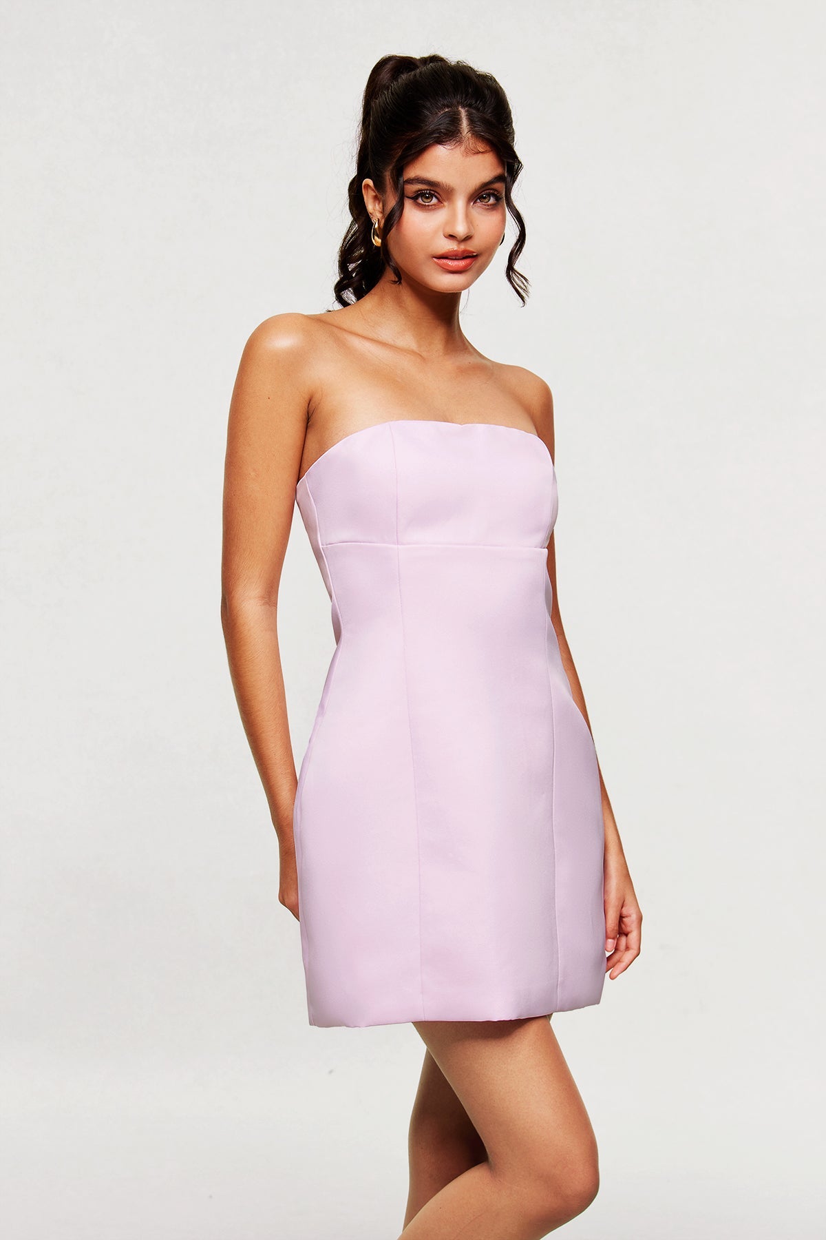 Blanche Strapless Mini Dress in Pink
