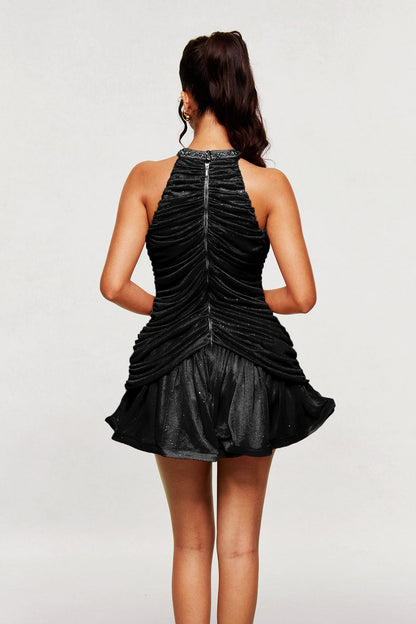Blanka Ruch Crystal Mini Dress in Black