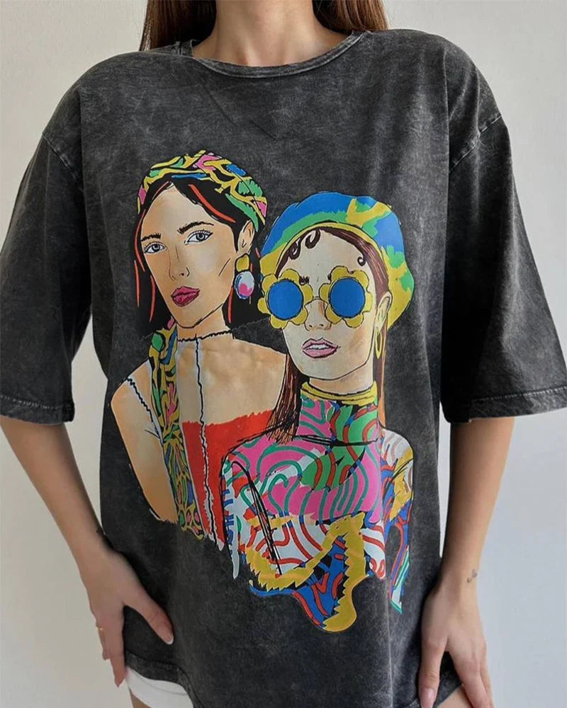 Acid Wash Print T-shirt