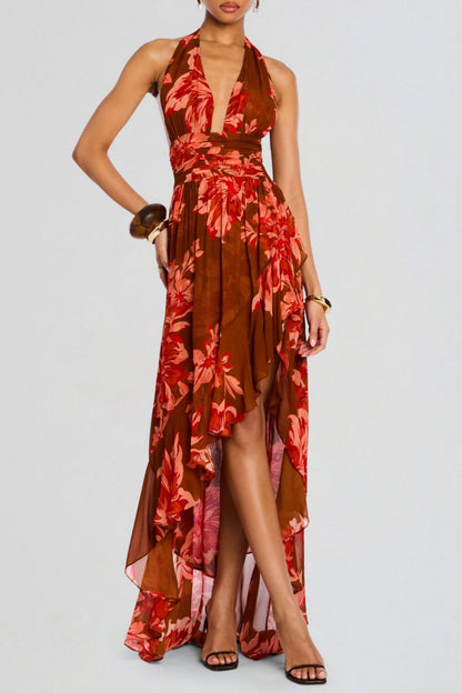 Blissa Halter Print Maxi Dress