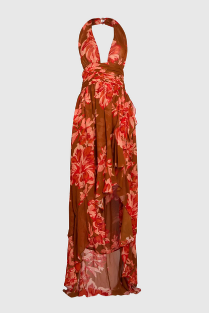 Blissa Halter Print Maxi Dress