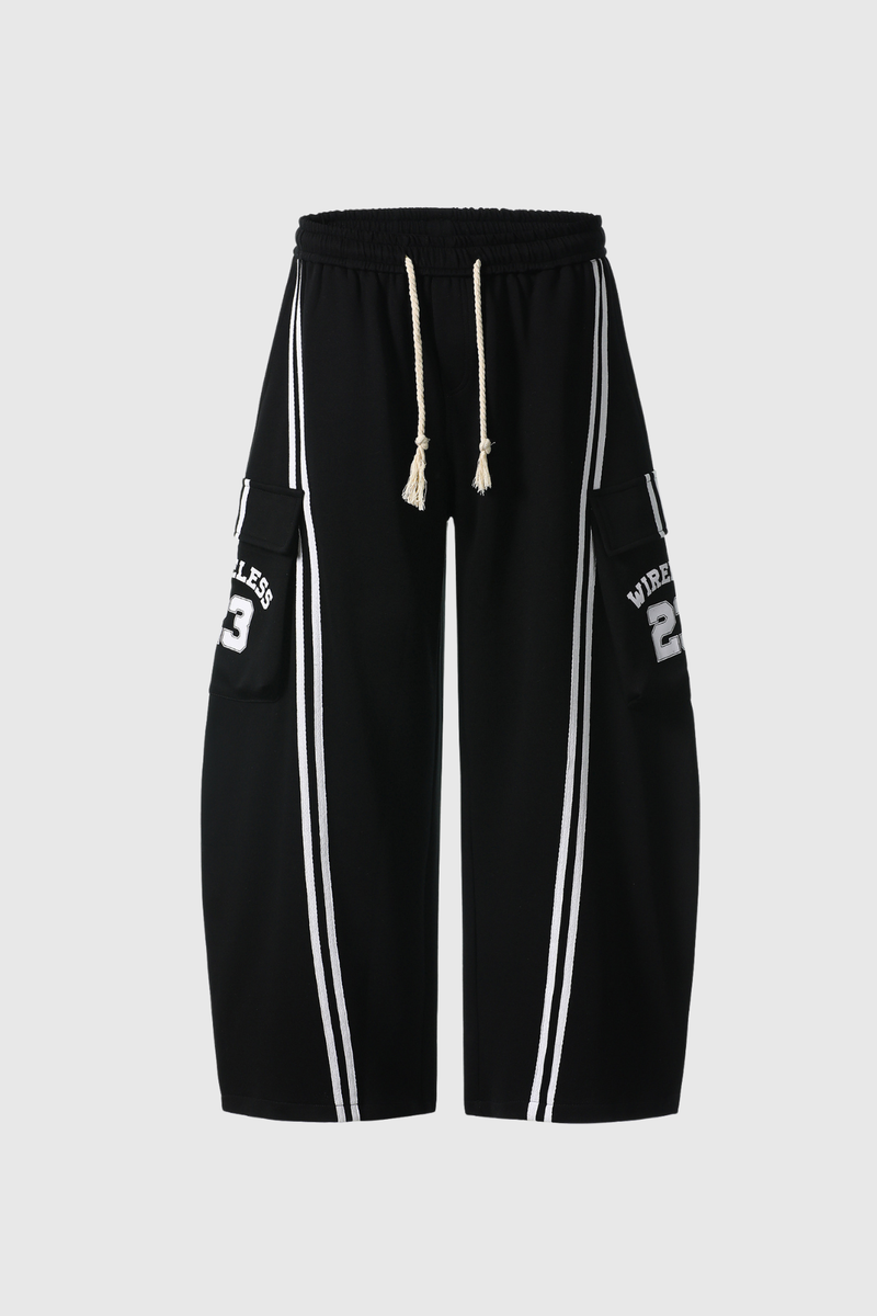 Blodwen Stripe Wide Leg Pants in Black