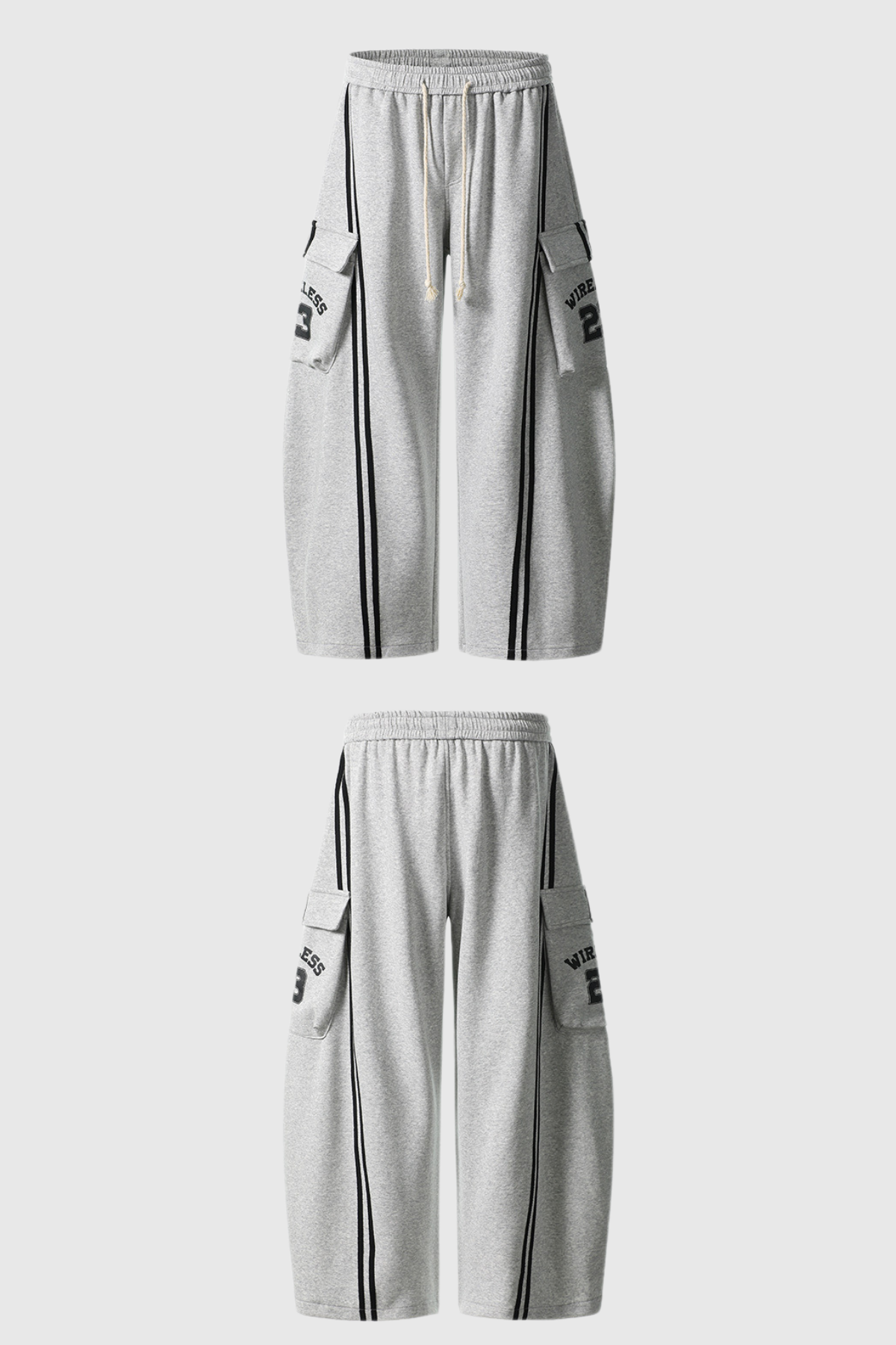Blodwen Stripe Wide Leg Pants in Grey