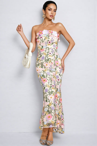 Madisyn Apricot Embroider Maxi Dress