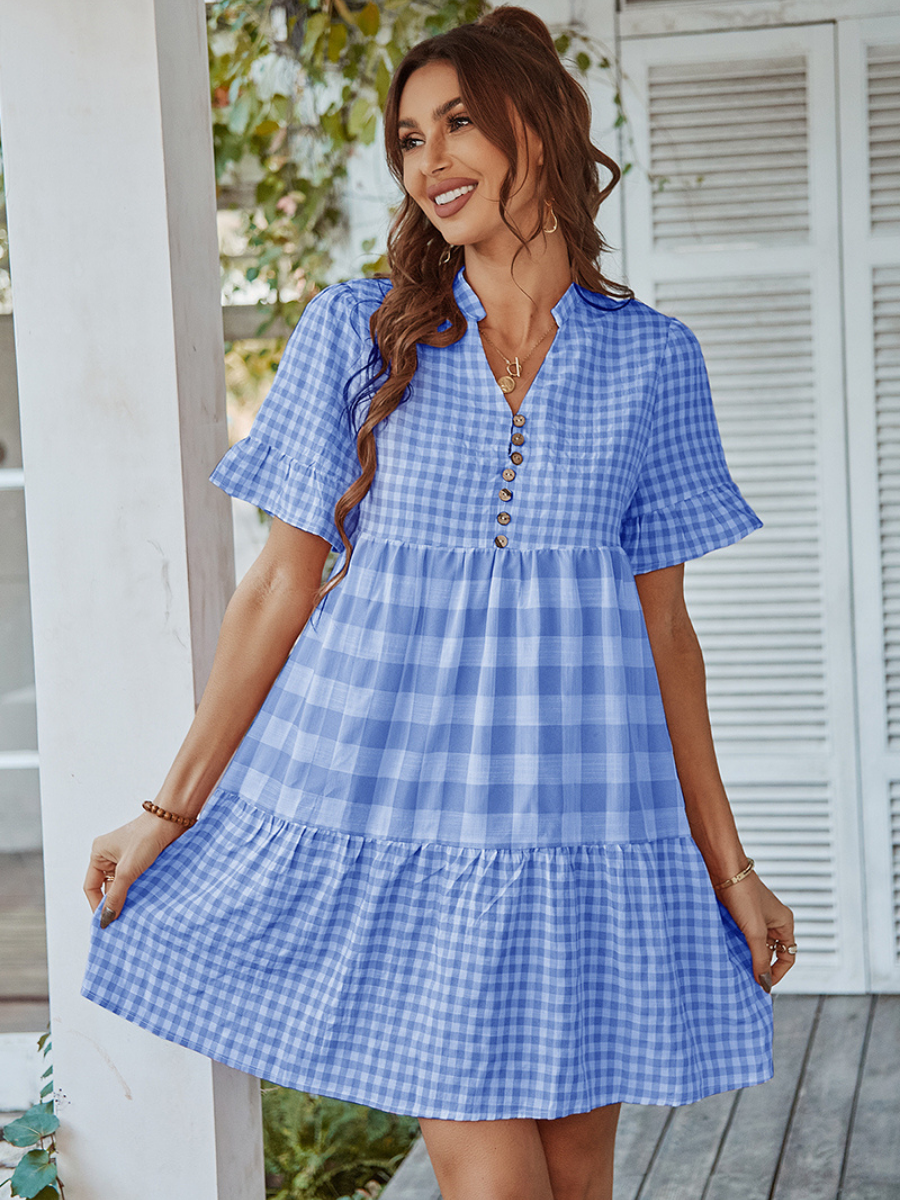 Genista French Doll Mini Dress - Blue