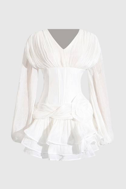 Blysse Applique Pleat Corset Mini Dress