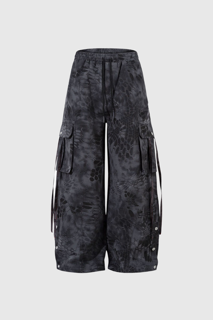Boaventura Python Pattern Cargo Pants in Black