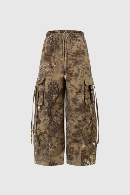 Boaventura Python Pattern Cargo Pants in Brown