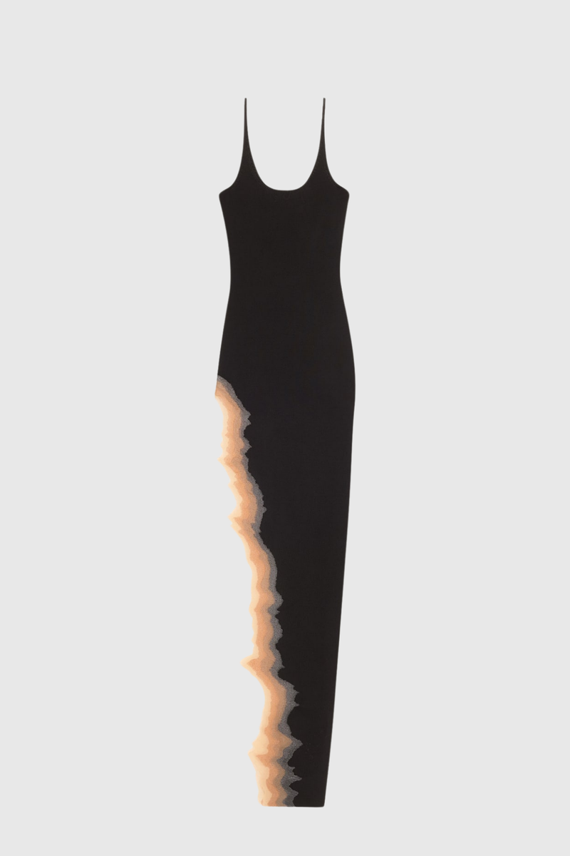 Borja Asymmetric Split Maxi Dress in Black