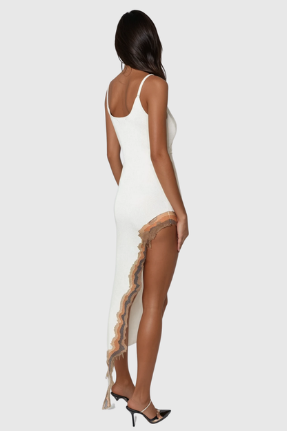 Borja Asymmetric Split Maxi Dress in White