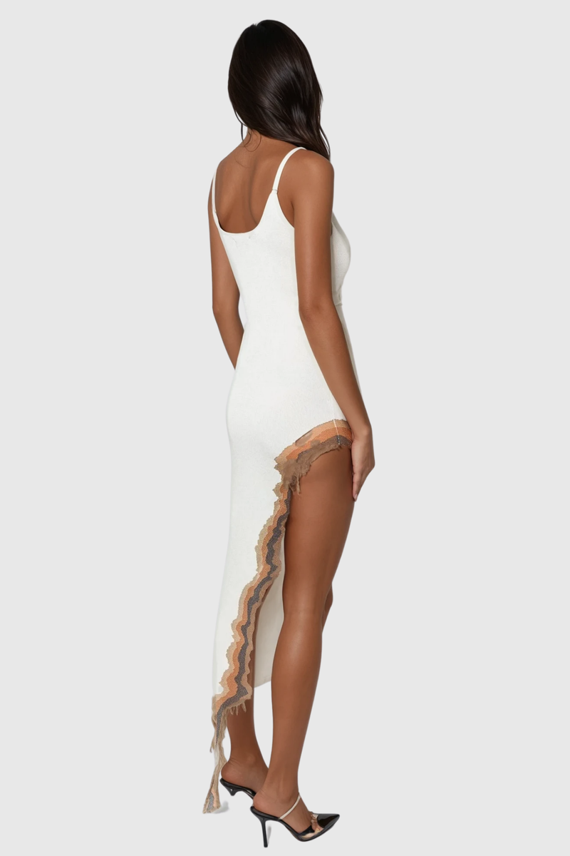 Borja Asymmetric Split Maxi Dress in White