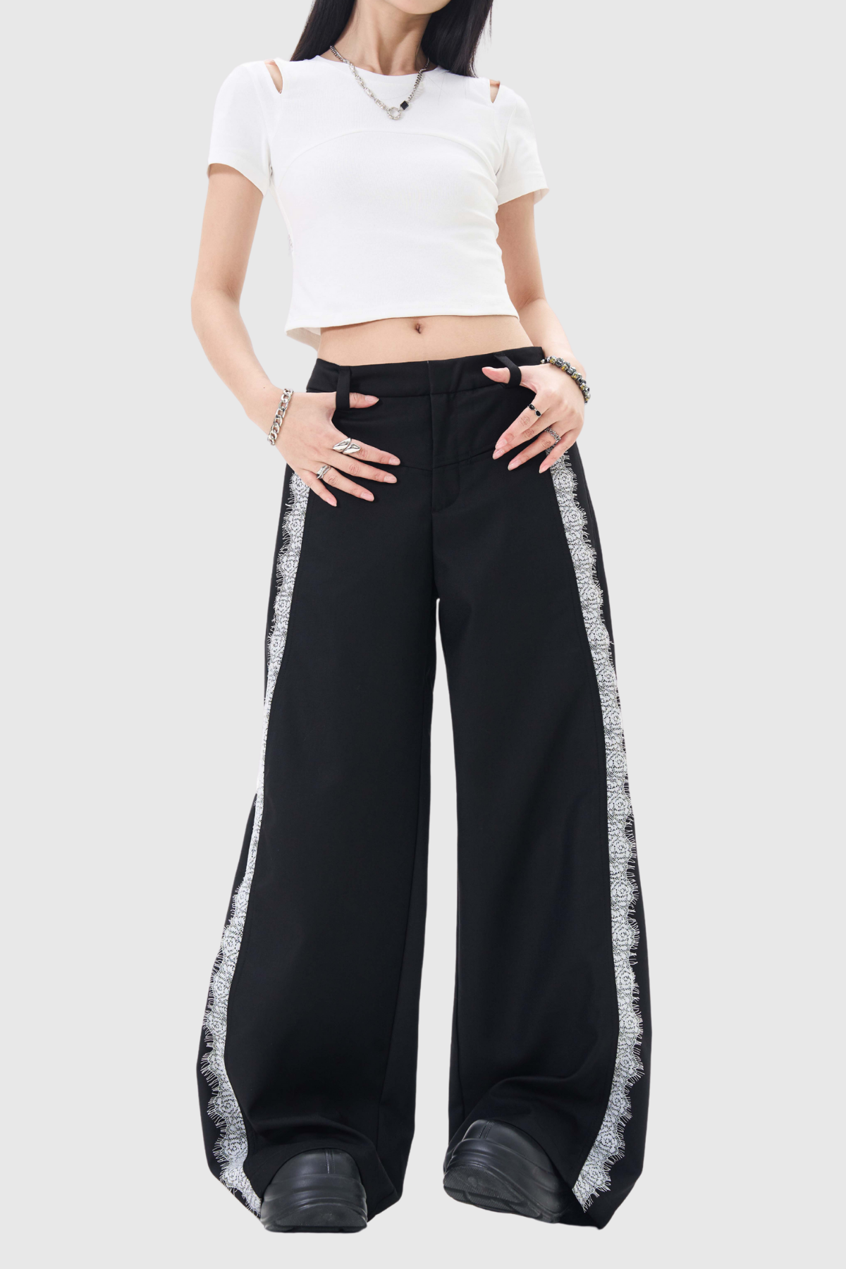 Boubacar Lace Pants in Black