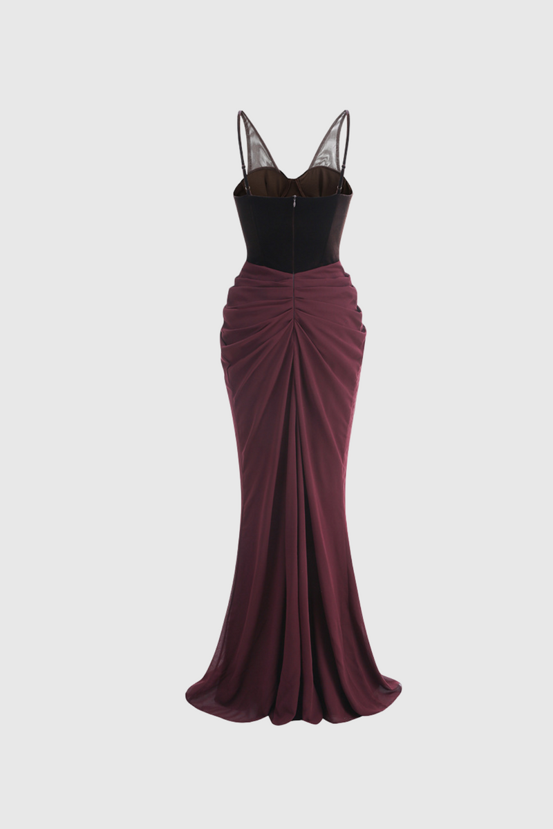 Boyan Mesh Ruch Maxi Dress