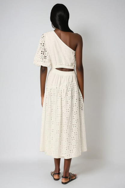 Brahim Asymmetric Cutout Split Midi Dress