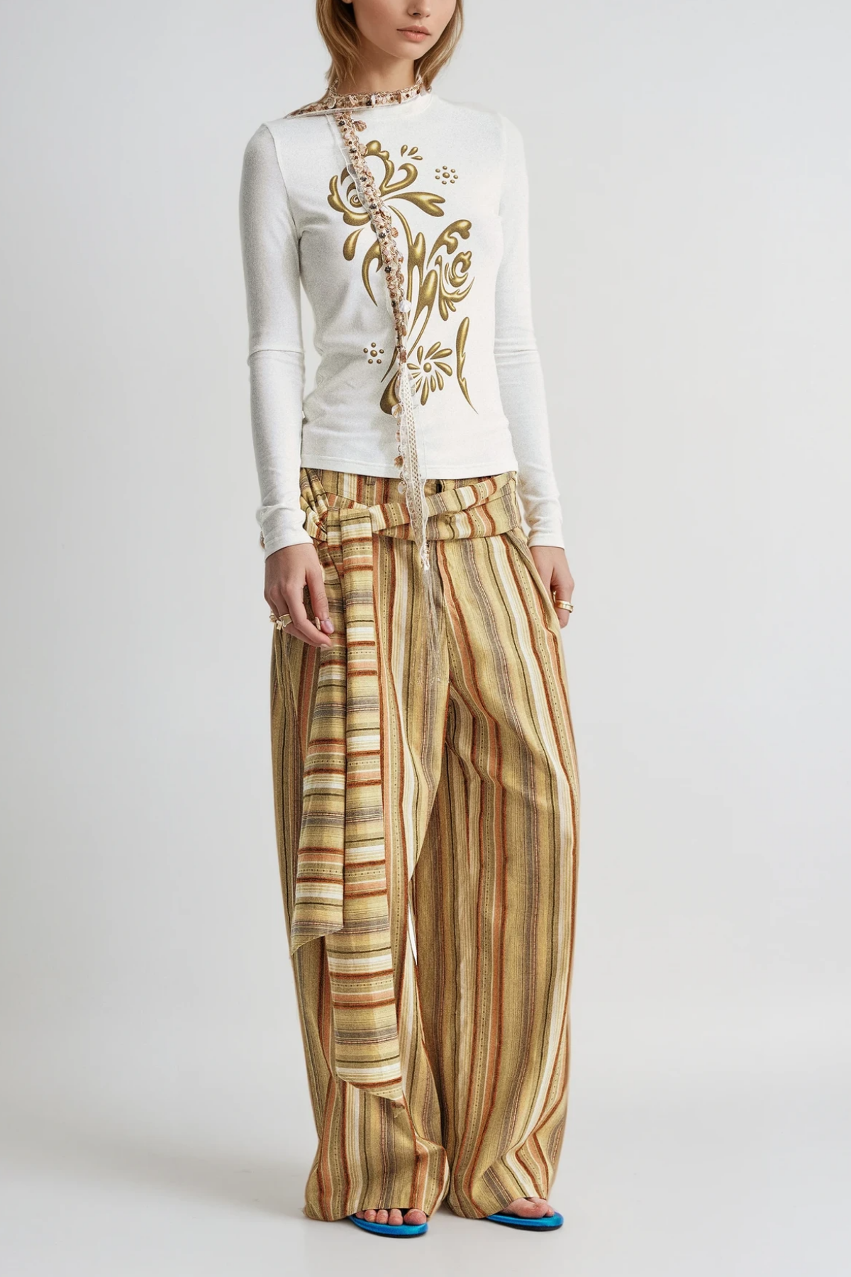 Brando Stripe Lace Up Pants