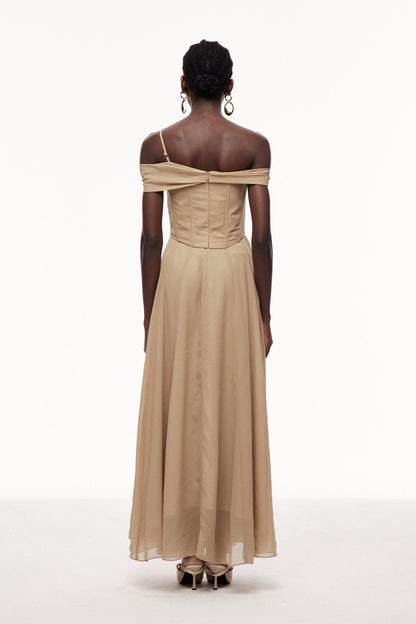 Brandon Corset Ruffle Maxi Dress