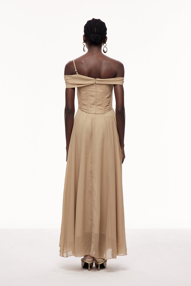 Brandon Corset Ruffle Maxi Dress