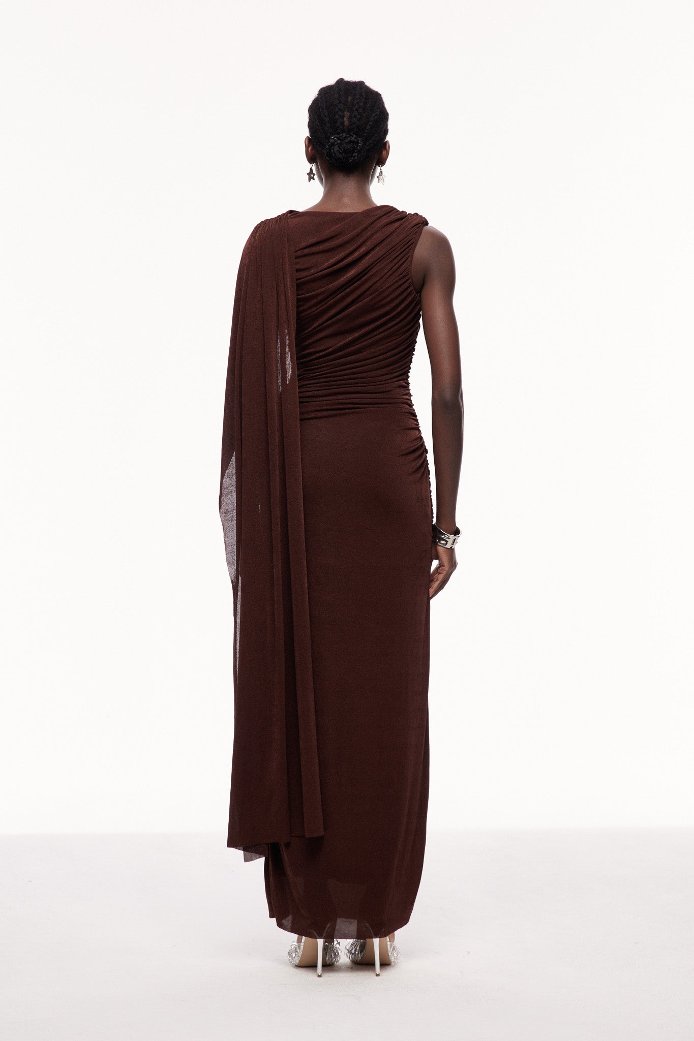 Brandt Ruch Shawl Maxi Dress in Brown