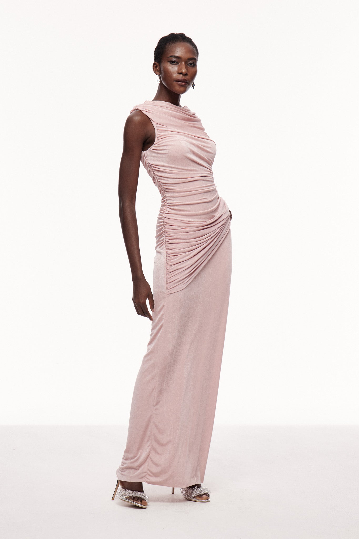 Brandt Ruch Shawl Maxi Dress in Pink