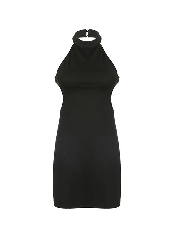 Black Y2k Halter Party Slim Mini Dress