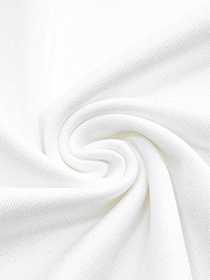 White Split V Neck Mini Dress