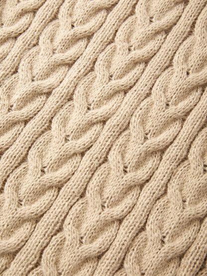 Color Sweet V Neck Cable Knit Long Sleeve Mini Dress