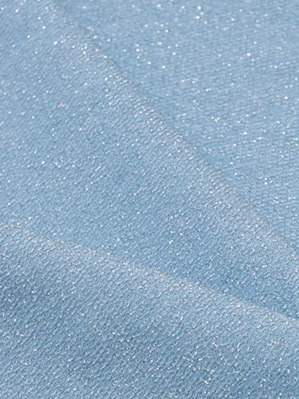 Blue Y2k Metallic Halter Bodycon Mini Dress