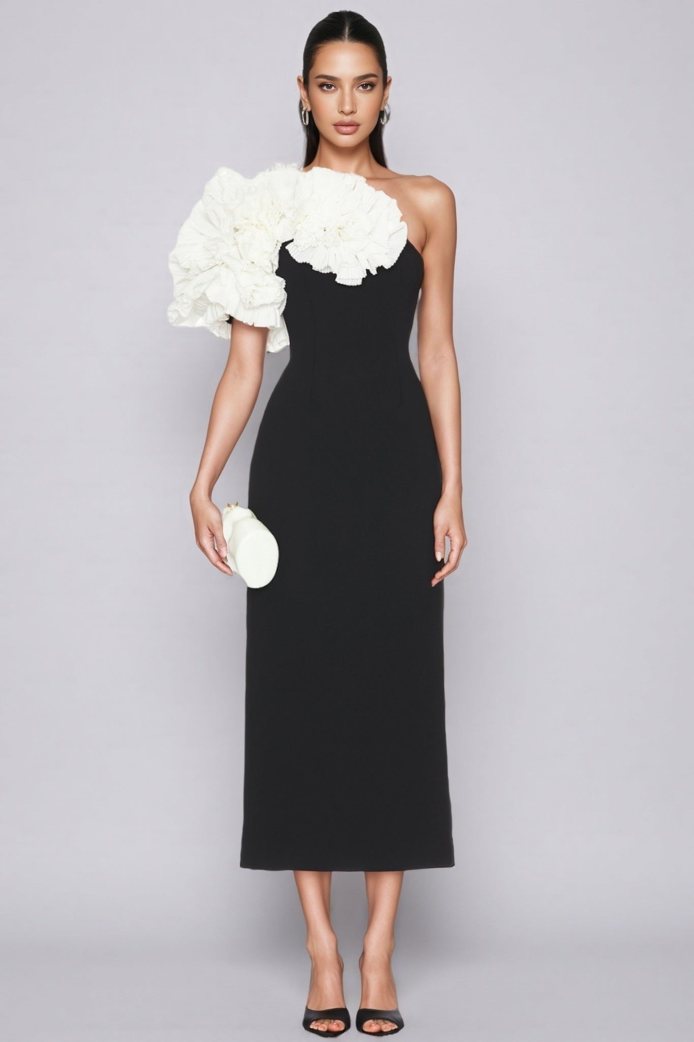Zephyr Black 3d Midi Dress