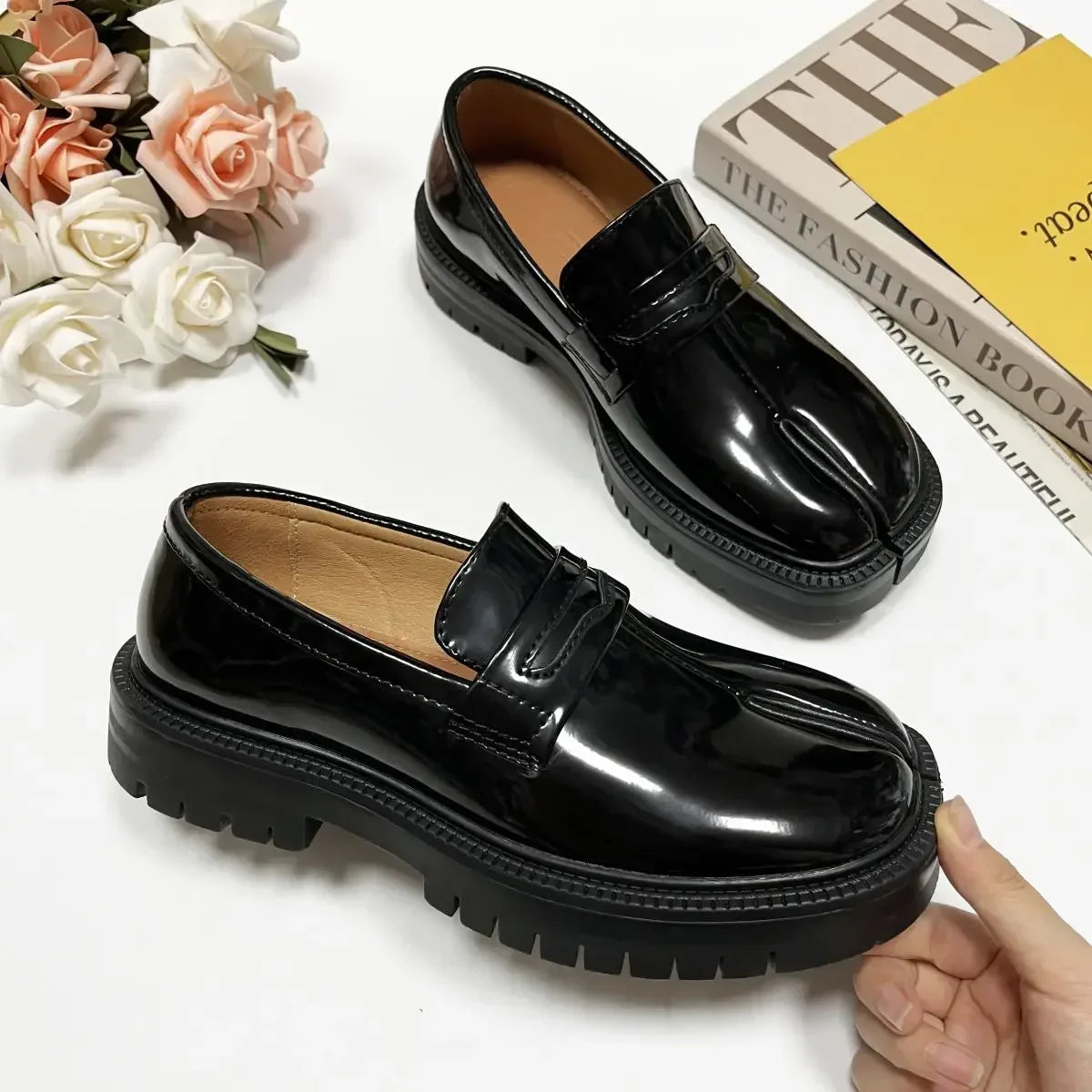Metal Chain Buckle Platform Mary Janes Round Toe Oxford Flats Loafers