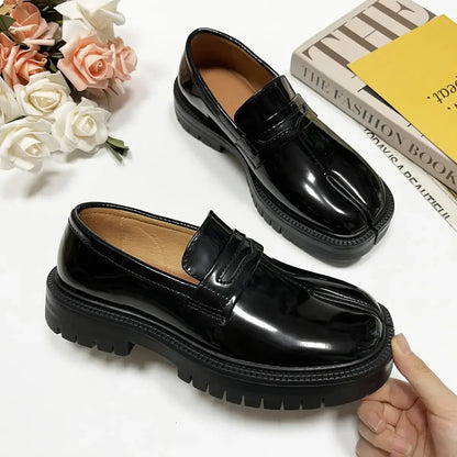 Metal Chain Buckle Platform Mary Janes Round Toe Oxford Flats Loafers