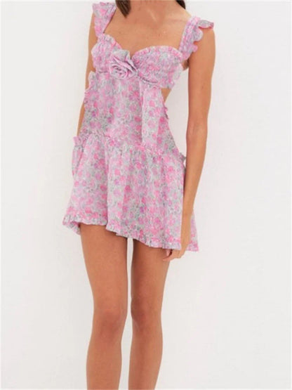 Exquisite 3d Flowers Patchwork Mini Dresses
