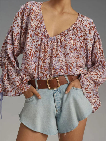 Tie-up Flare Sleeve Blouse