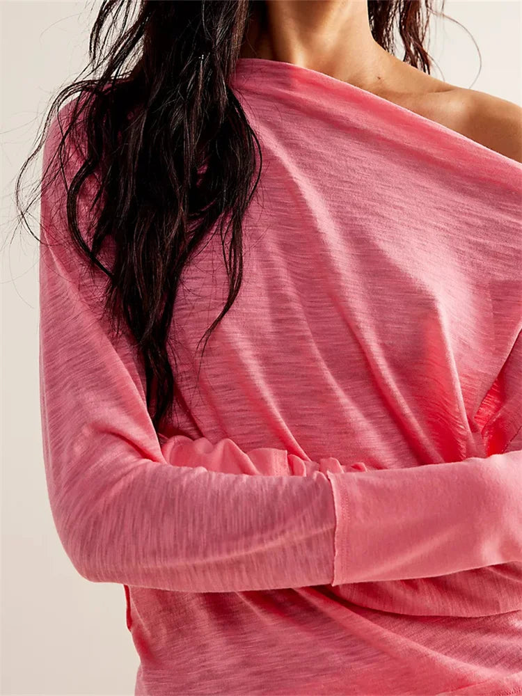 Loose Fit Color Spring Fall Pullovers Basic Tees Shirts T-shirts