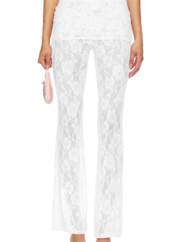 Flared Leg Lace See-through Bootcut Pant