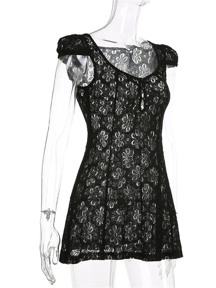 Lace V-neck A-line Mini Dresses