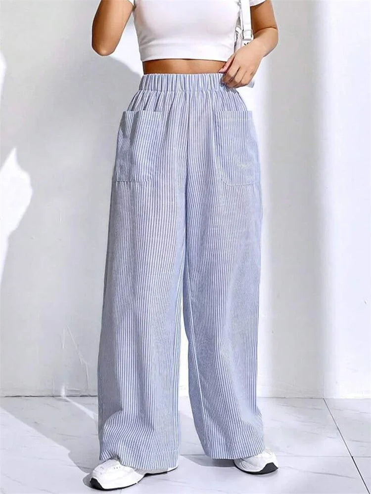 Loose High Waist Striped Lounge Pant