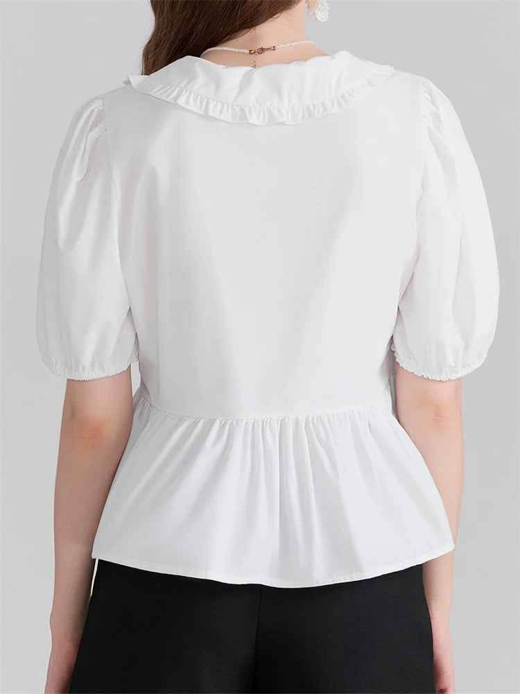 V-neck Front Bowknot Tie-up Blouse