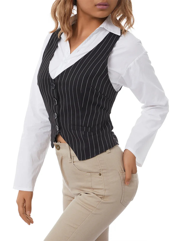 Y2k Bustiers Buttons Up Vest Waistcoat Summer Cropped V-neck Backless Slim Fit Corset Crop Top