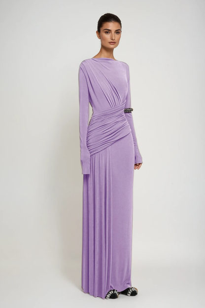 Cabdirashiid Ruch Asymmetric Maxi Dress in Purple