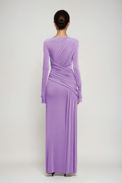Cabdirashiid Ruch Asymmetric Maxi Dress in Purple
