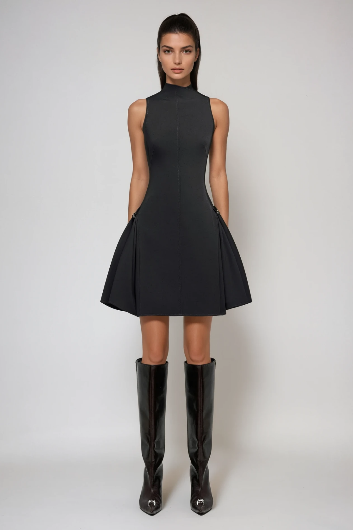 Cabdullaahi Sleeveless Mini Dress in Black