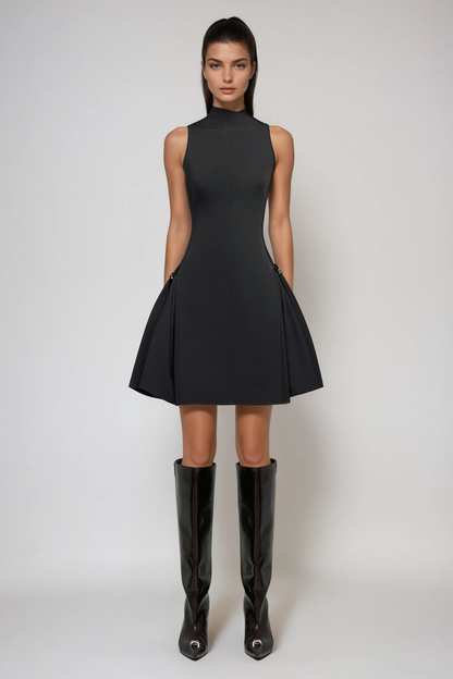 Cabdullaahi Sleeveless Mini Dress in Black