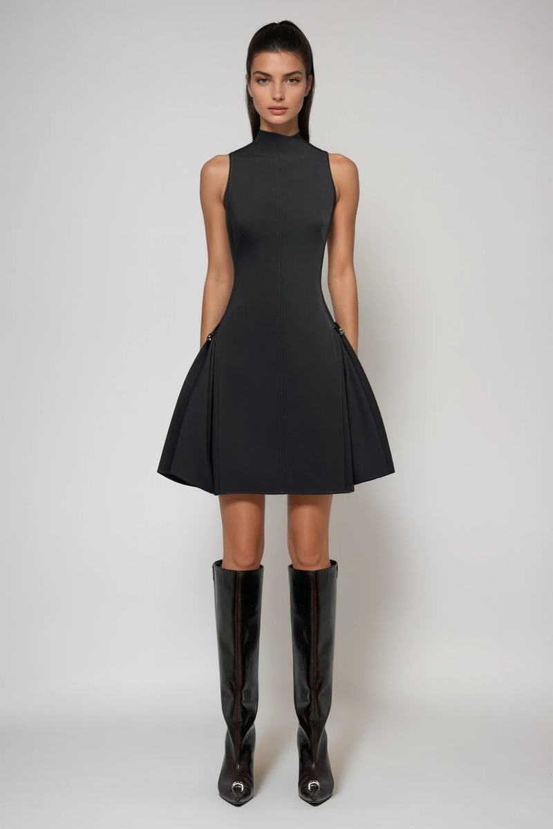 Cabdullaahi Sleeveless Mini Dress in Black