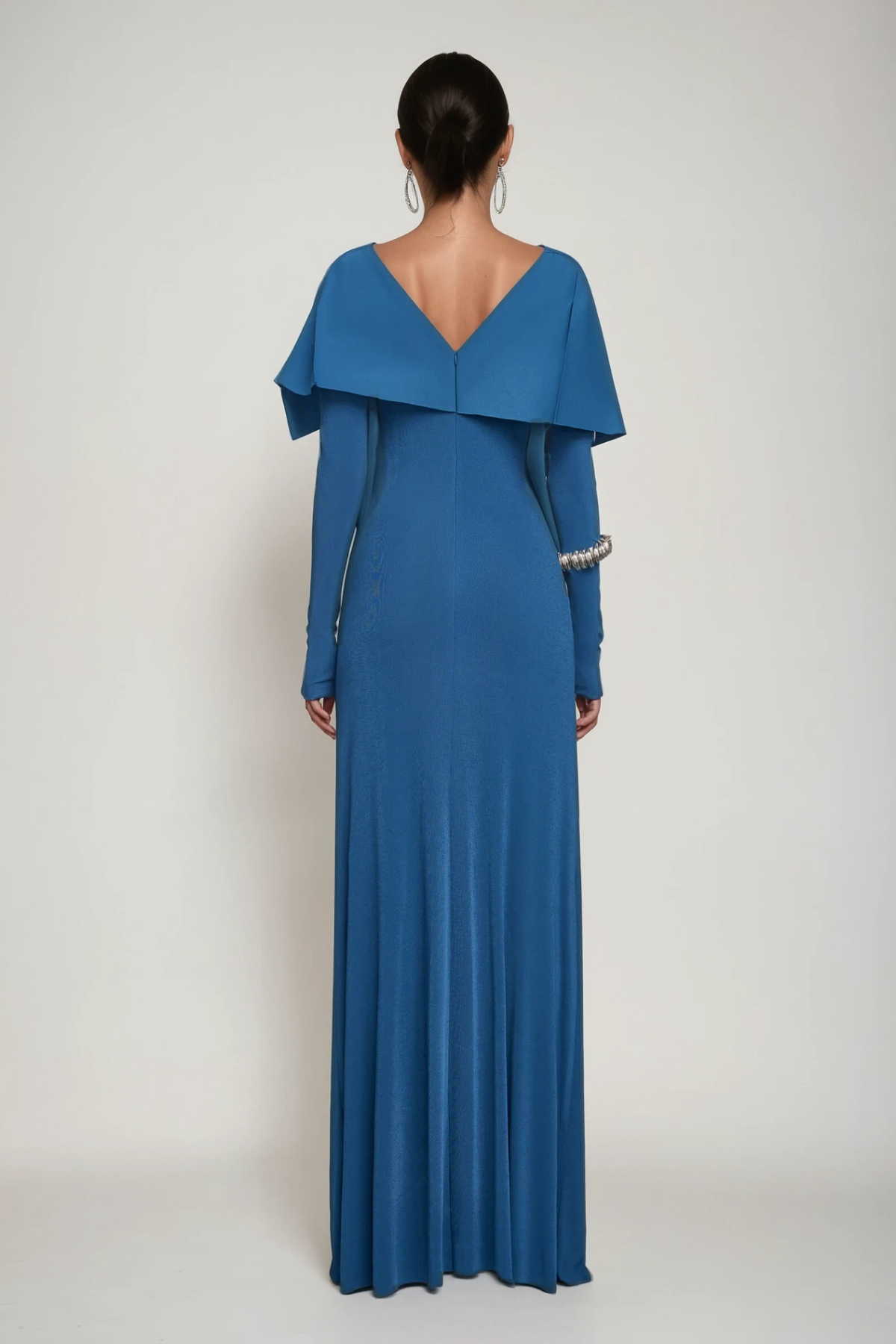 Cabdulqaadir Shawl Ruch Bodycon Maxi Dress in Blue