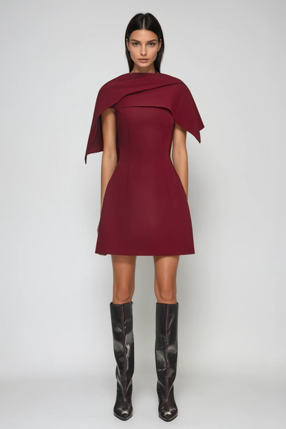 Cabdulqaadir Shawl Ruch Bodycon Mini Dress in Red