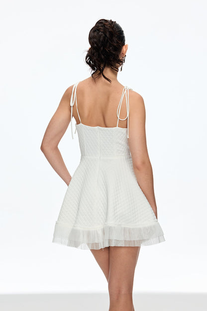 Cadeyrn Ruch Fringe Lace Up Mini Dress