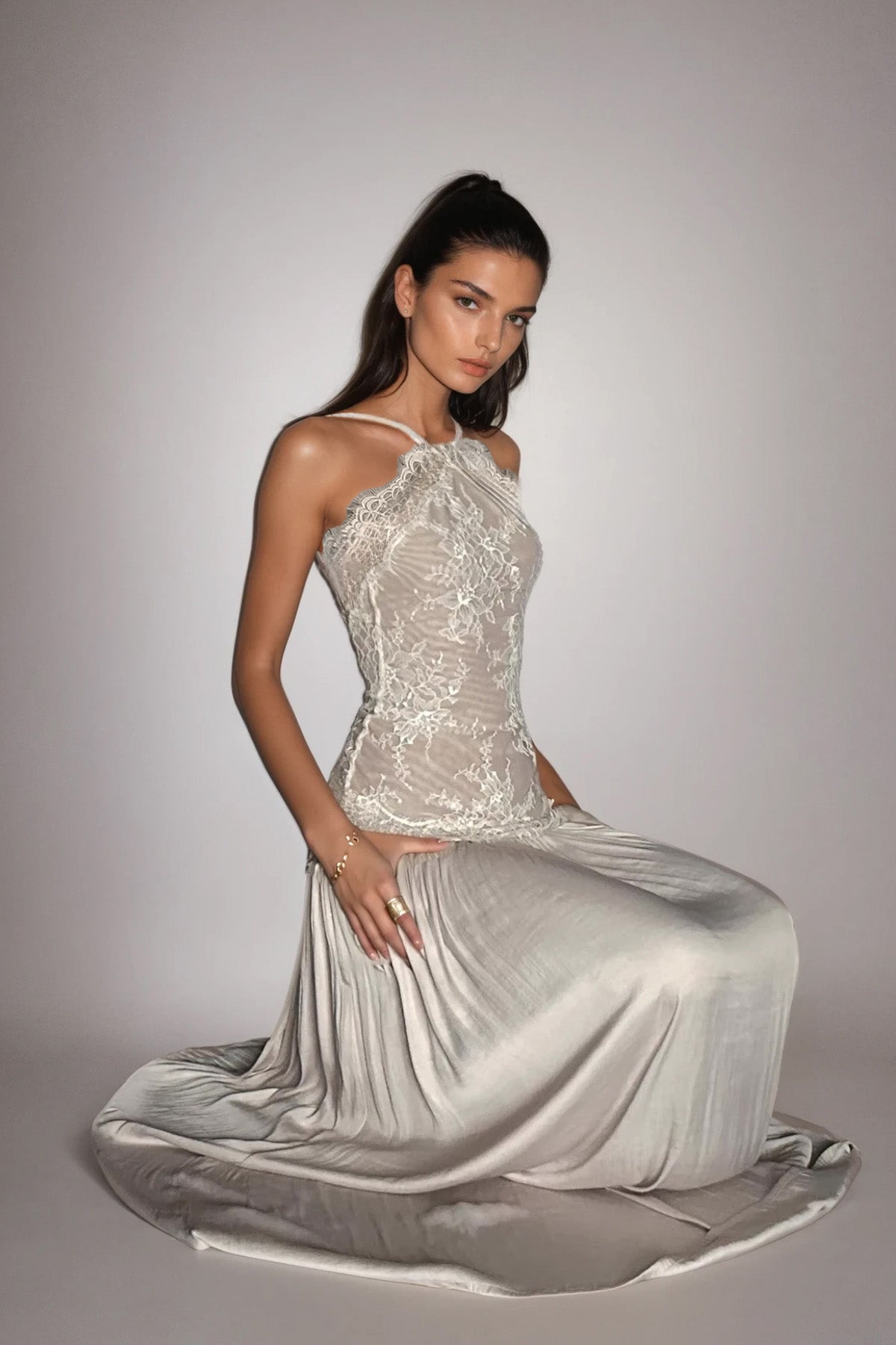 Cadwalader Lace Ruch Maxi Dress