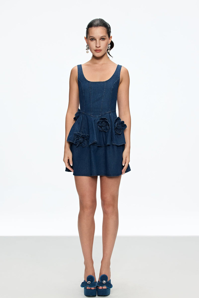 Caelie Corset Flower Ruffle Mini Dress